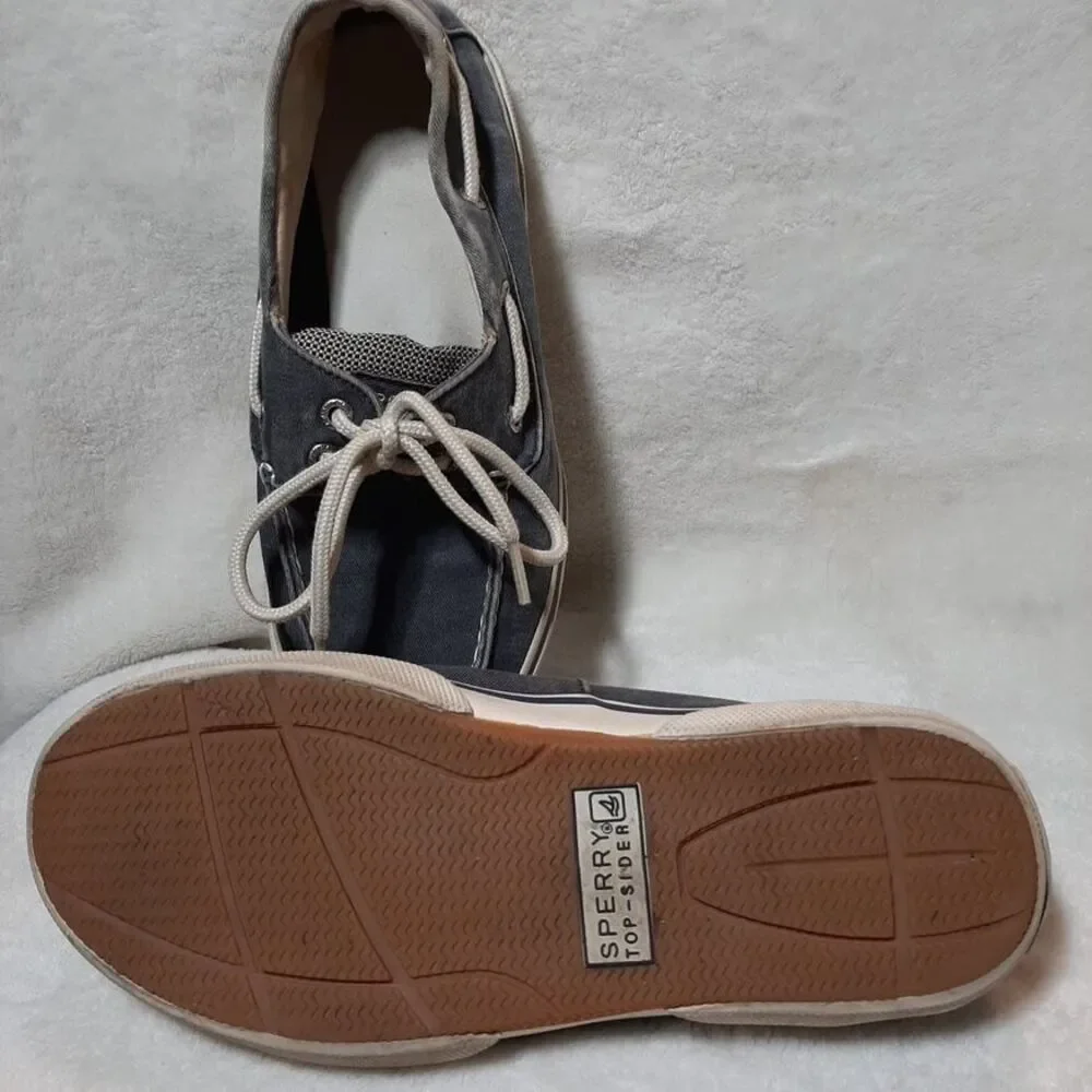 Sperry Top Sider Mens Boat Shoes Slip On Casual Grey/Blue Canvas 0777914 Sz 7